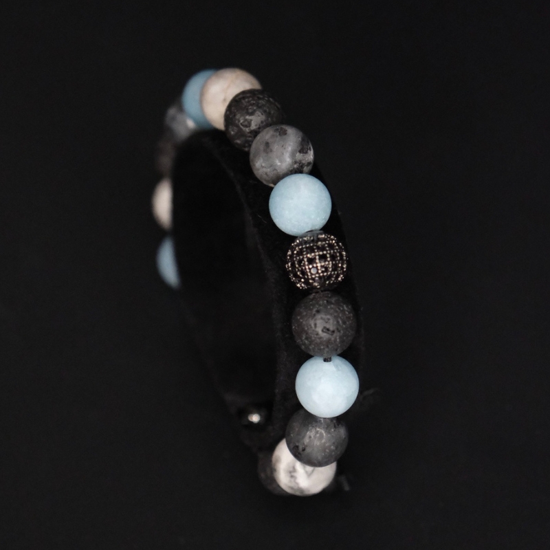 omi-brt-002 Усан Биндэръяа, Газрын Зураг, Галт Уулын Чулуу - Сүлжмэл Бугуйвч - Image 2