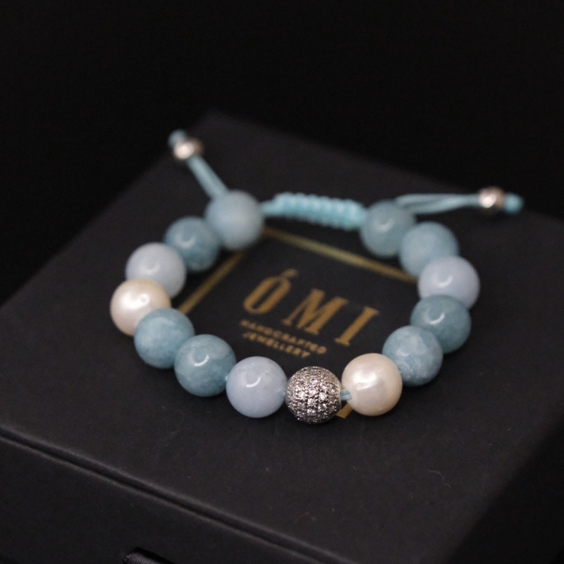 omi-brc-02 Усан Биндэръяа, Сувдтай - Сүлжмэл Бугуйвч - Image 1