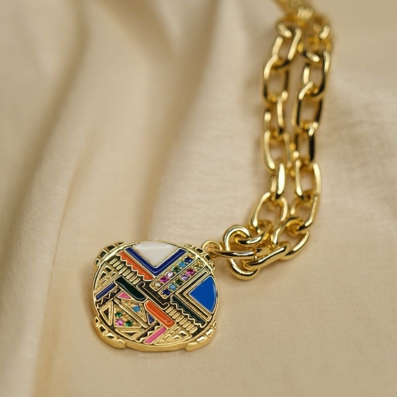15 Оршихуй Зүүлт, 18K Алтан Бүрмэл (Puzzle Face Necklace) - Image 1