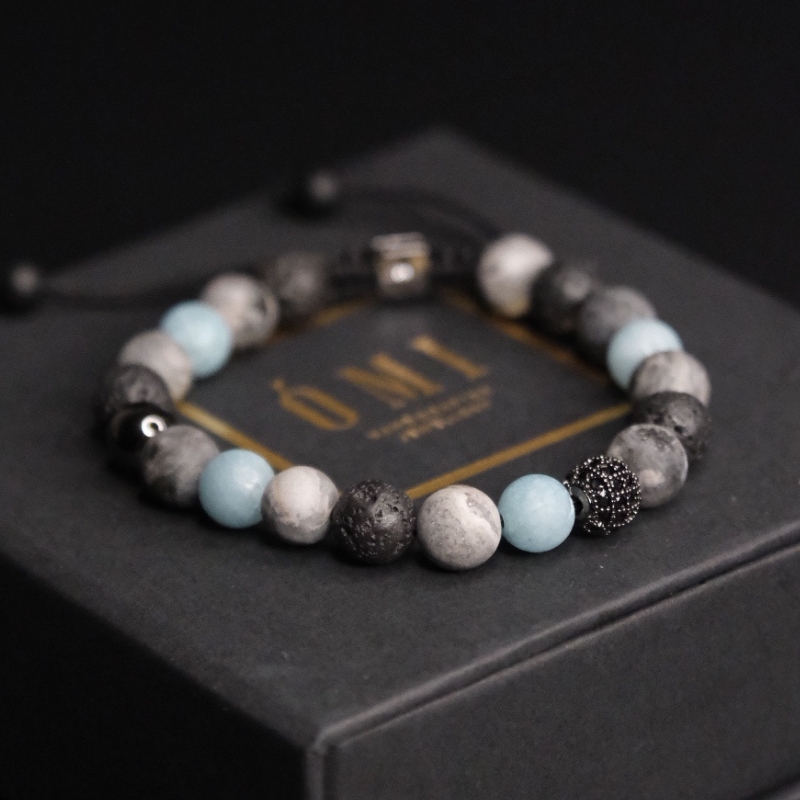 omi-bra-111 Усан Биндэръяа, Газрын Зураг, Галт Уулын Чулуу - Сүлжмэл Бугуйвч - Image 1