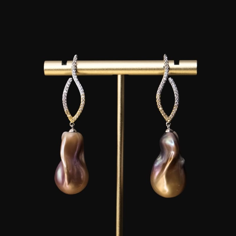 zerleg-suvd Гүн Ягаан Байгалийн Зэрлэг Сувдан Ээмэг (Унждаг) - Image 1