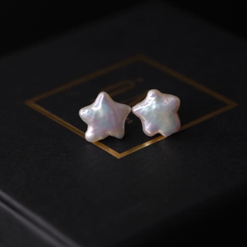 star-earring-silver Од - Зэрлэг Сувдан Ээмэг (Шигтэгдэг) - Image 3