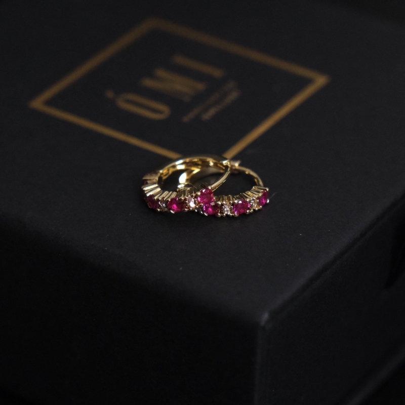 omi-ear-1233 Цэнхэр Жижиг Цагирган Шаргал Ээмэг - Image 2