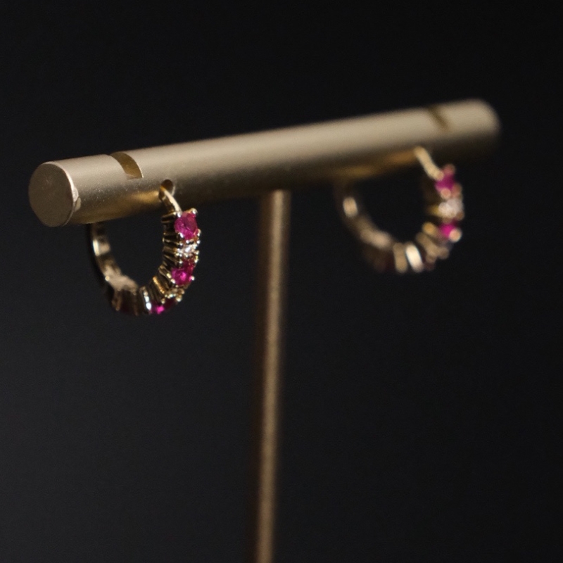 omi-ear-1234 Цэнхэр Жижиг Цагирган Шаргал Ээмэг - Image 3