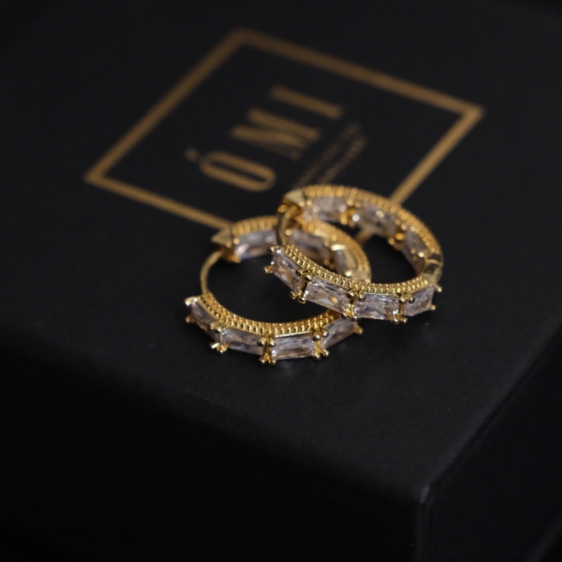 omi-ear-012 Шигтгээтэй Цагирган Шаргал Ээмэг - Image 1