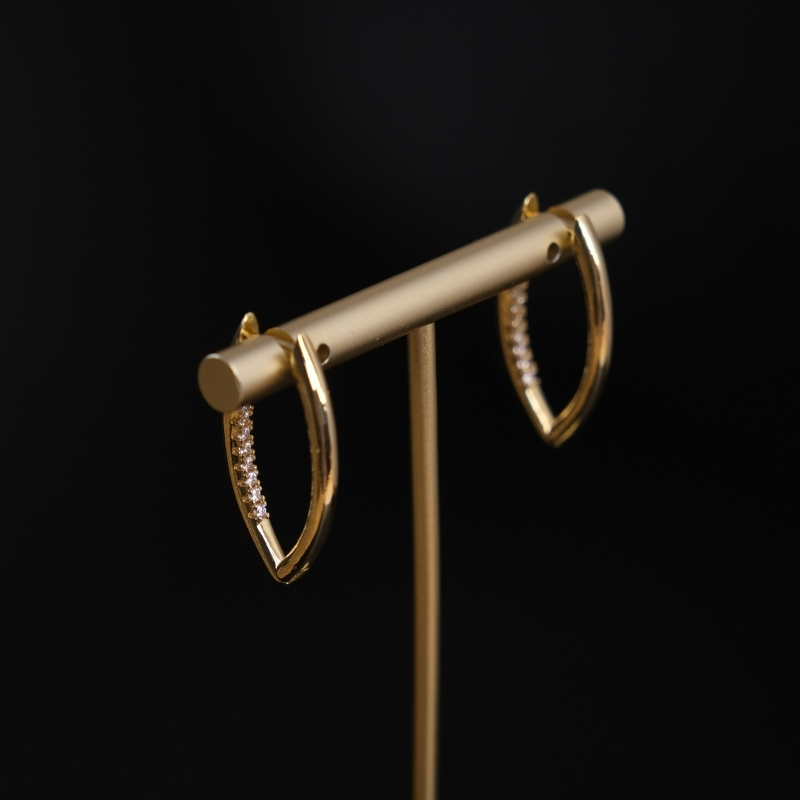 OMI-EAR-485 Sparkle Цагирган Ээмэг - 18К Алтан Бүрмэл - Image 1