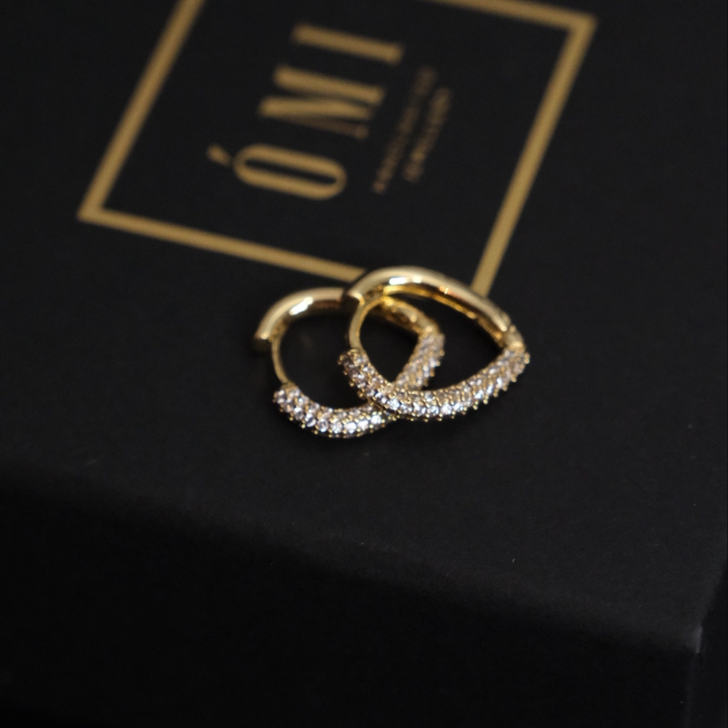 omi-ear-122 Small Heart - Зүрхэн Цагирган 18К Алтан Бүрмэл Ээмэг - Image 1