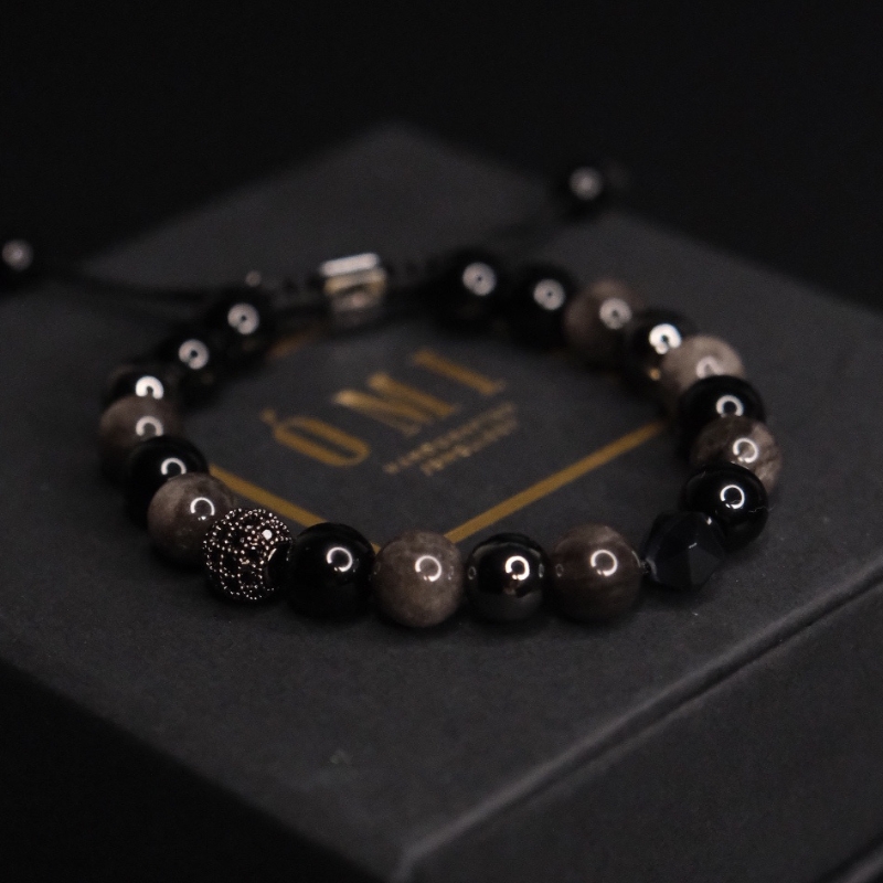 omi-brc-36 Бүргэдийн Нүд, Оникс, Дөш - Cүлжмэл Бугуйвч - Image 1