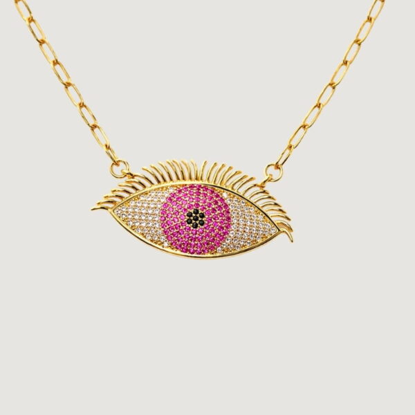 Ягаан Чөтгөрийн Нүдтэй Шаргал Зүүлт - (Evil Eye Necklace)