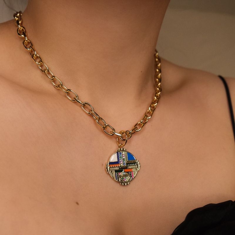 omi-nec-bod Оршихуй Зүүлт, 18K Алтан Бүрмэл (Puzzle Face Necklace) - Image 2