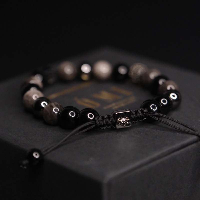 omi-brc-37 Бүргэдийн Нүд, Оникс, Дөш - Cүлжмэл Бугуйвч - Image 2