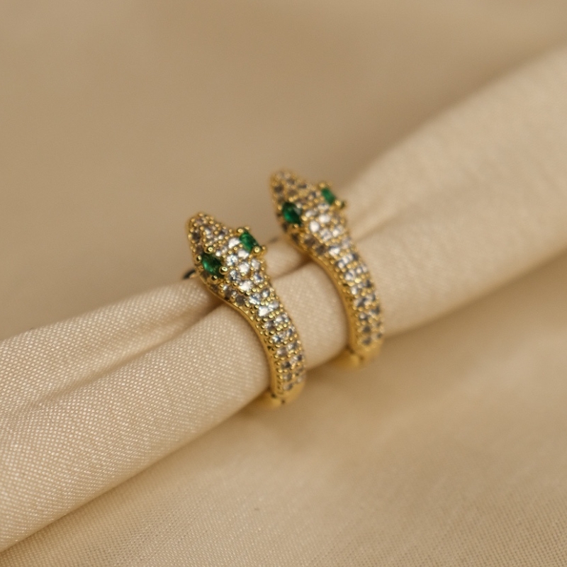 snake-earring Жижиг Могойн Цагирган Ээмэг - 18К Алтан Бүрмэл - Image 1