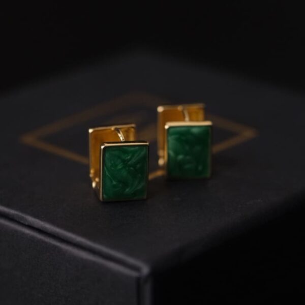 Дөрвөлжин Ногоон Шаргал Ээмэг (Англи Түгжээ)