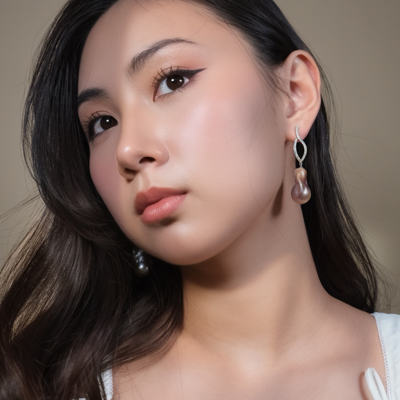 omi-suvdan-eemeg-2 Гүн Ягаан Байгалийн Зэрлэг Сувдан Ээмэг (Унждаг) - Image 2