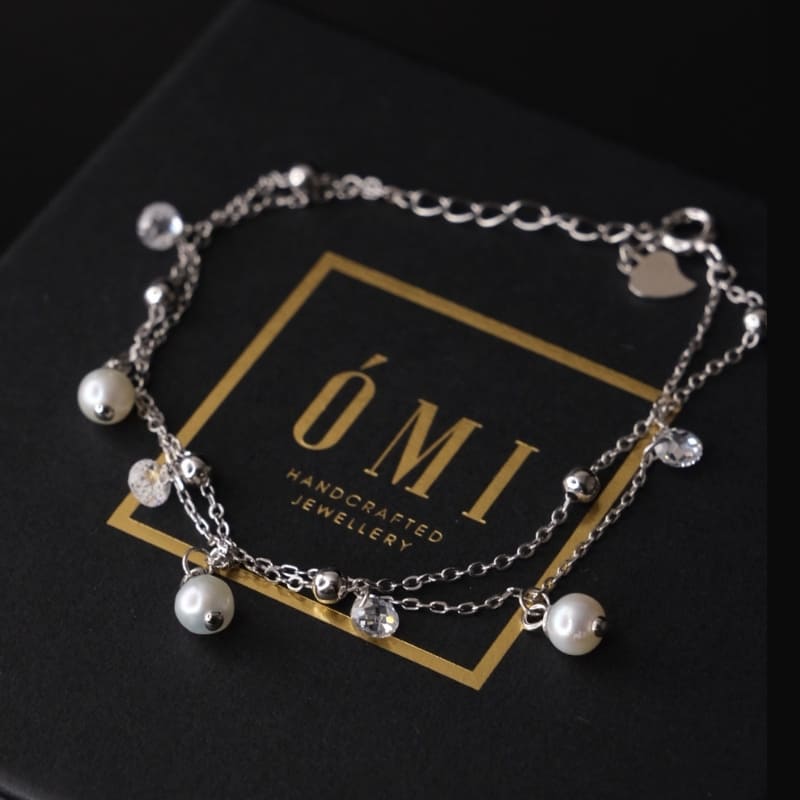 олон сувдтай мөнгөн бугуйвч оми Цацаг - Сувдан Бугуйвч - Image 2